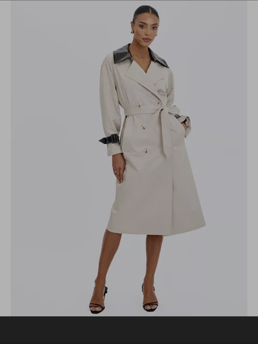MISS CIRCLE NWT FAUX LEATHER COLLAR BELTED TRENCH SZ MEDIUM